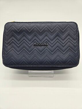 Missoni for Delta Chevron Pattern Navy Blue Travel Case Zip Closure And Spaciou